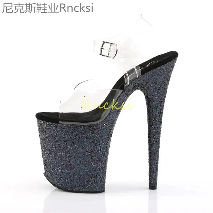 Sandales à talons hauts pour femmes, talons aiguilles, talons super hauts, mot transparent, sexy, no