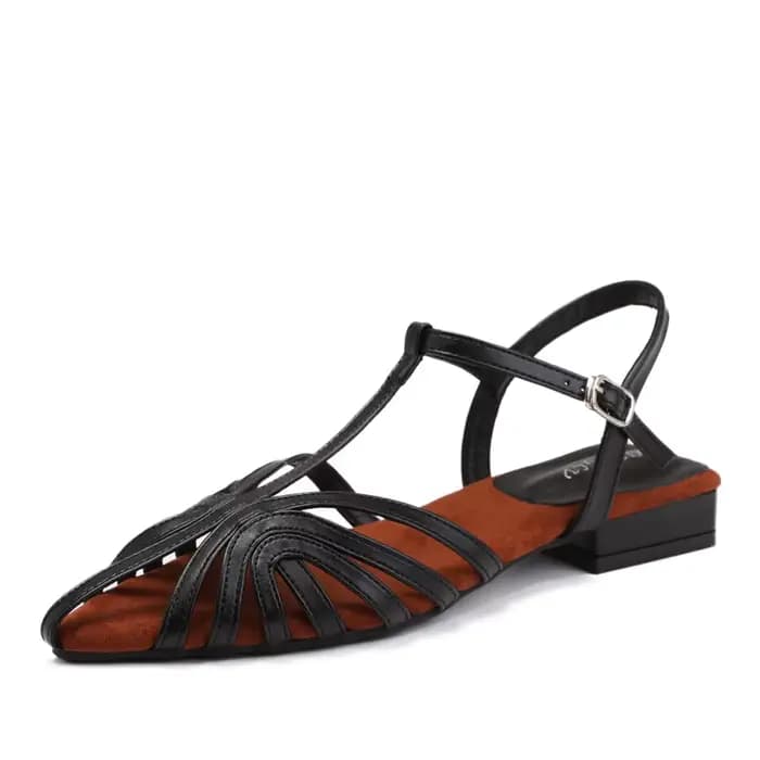 Nouvelles sandales plates à talon carré et bride en T pour femme 2026, style rétro romain, à bout ou