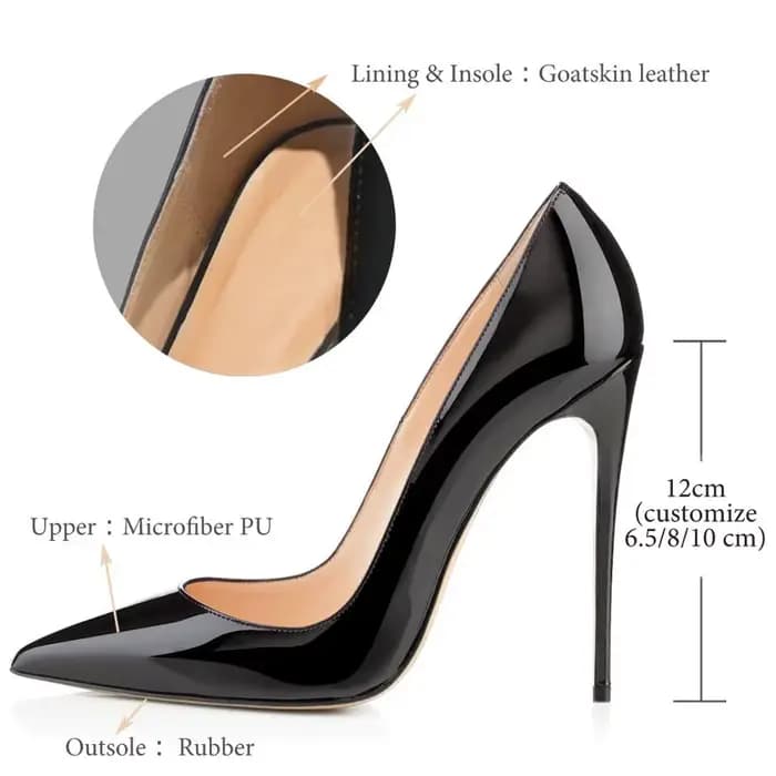 Onlymaker escarpins classiques en cuir véritable bout pointu sans lacet talons aiguilles Sexy 4.7 po