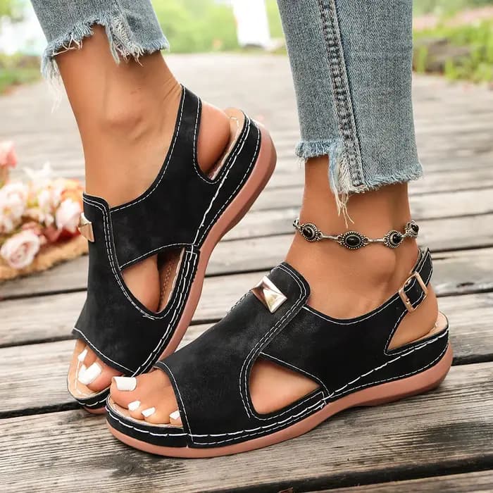Sandales pour femmes, style ethnique, chaussures d'été pour femmes, sandales à talons compensés, san