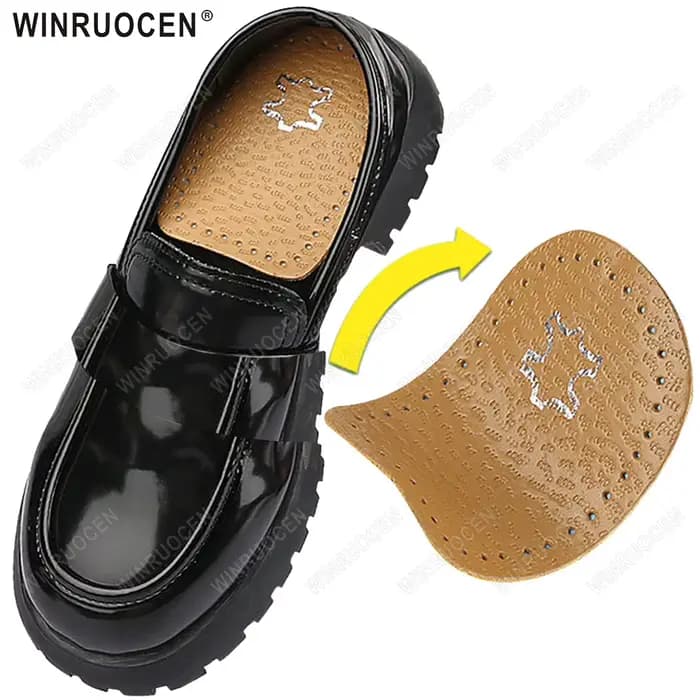 Semelles intérieures de talon en cuir Latex, épaisses, absorbant les chocs, coussin doux, soutien du