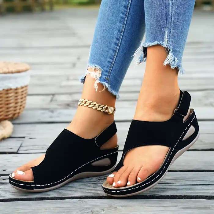 Sandales compensées confortables pour femmes, style romain, à bout ouvert, antidérapantes, pour l'ét