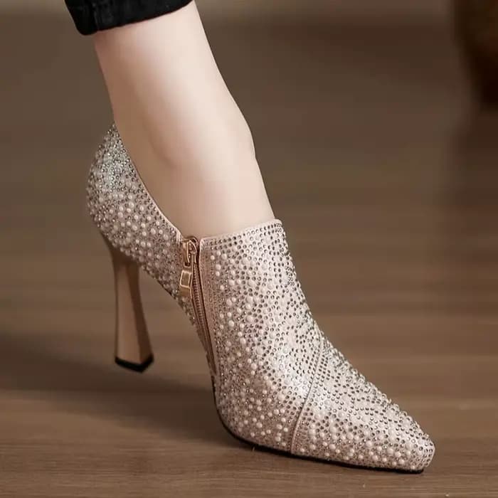Strass chaussures à talons hauts Sexy bout pointu talon haut chaussure unique de luxe perle cristal 