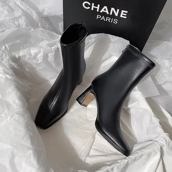 Bottes de rinçage carrées pour femmes, cuir souple confortable, talon haut, fermeture éclair à la mo