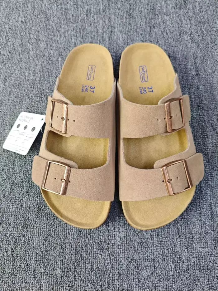 Sandales plates de plage unisexes style vintage à double boucle avec semelle intérieure en liège – C