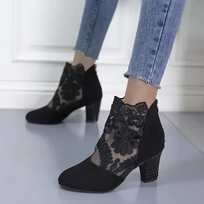 Chaussures à talons en dentelle pour femmes, sandales romaines à la mode, chaussures respirantes pou