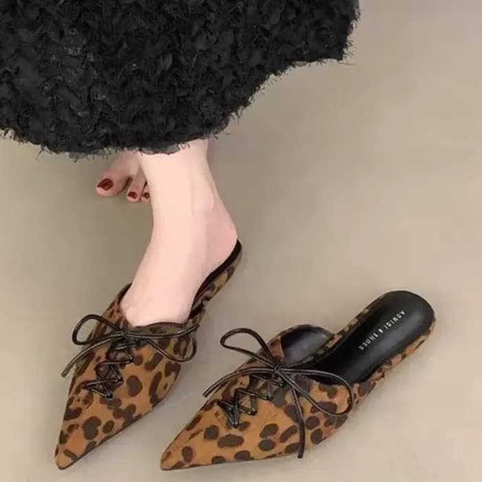 Sandales à talons pour femmes motif léopard, mules à bout pointu, chaussures de marque de créateur, 