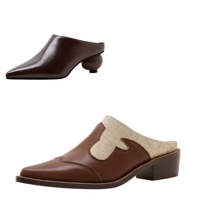 Sandales à Talons Optiques en Cuir de Vache pour Femme, Pantoufles Noires et Brunes, Chaussures d'Ex