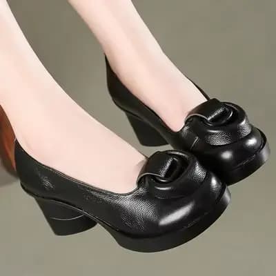 GKTINOO – escarpins rétro en cuir véritable pour femmes, chaussures à talons hauts de 7CM, à fleurs,