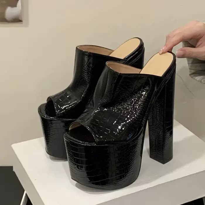 Liyke été rue mode 8.5CM plate-forme pantoufles femmes Sexy Peep orteil Super talons hauts fête boît