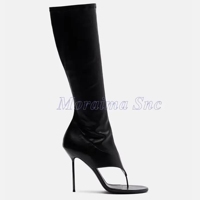 Bottines d'été à bout ouvert à talon aiguille, fermeture éclair latérale, noires, unies, sexy, mode,
