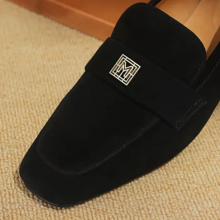 Mocassins en cuir suédé naturel pour femme, bout carré, haute qualité, doux, confortable, nouveau, p