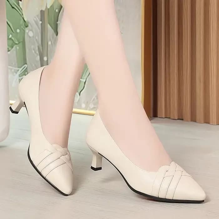 Escarpins en cuir souple respirant à bout pointu et décolleté de 5 cm pour femme, collection automne