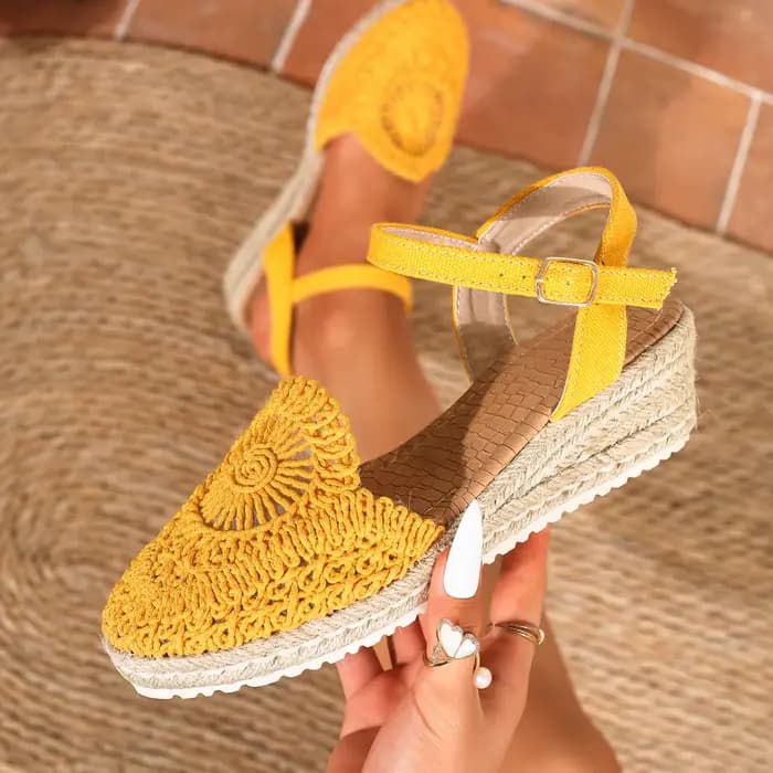 Nouvelles sandales compensées en espadrille pour femmes 2026, chaussures à plateforme avec bride à l