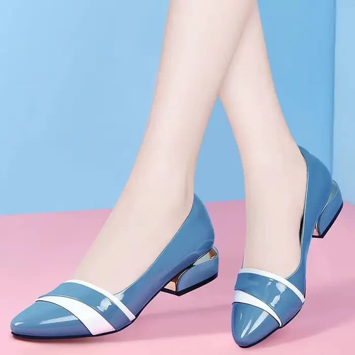 Escarpins en cuir à talons carrés pour femmes, chaussures de bureau pointues, talon bas, haut de gam