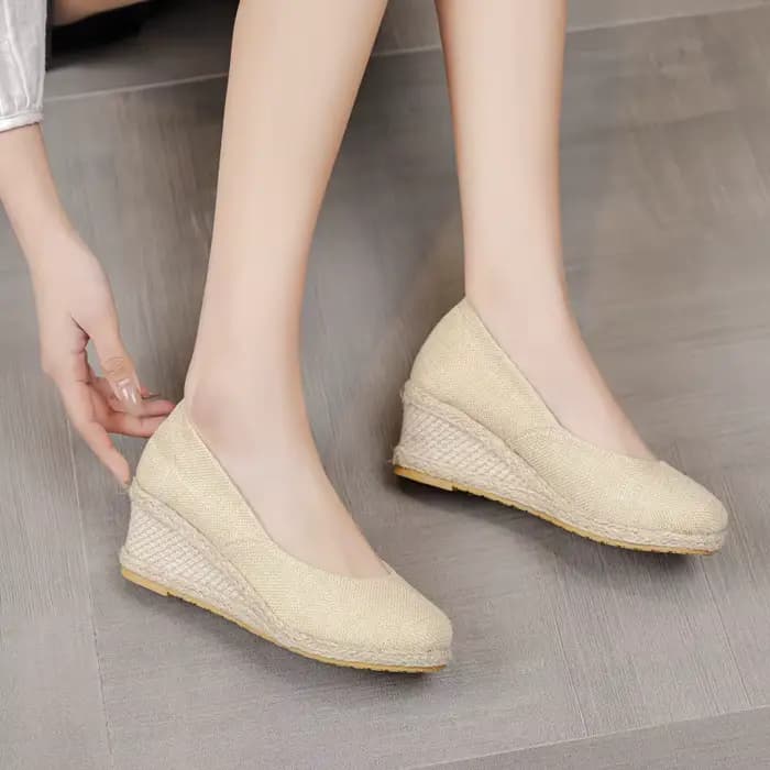 Espadrilles à semelles compensées pour femmes, mocassins décontractés à enfiler, chaussures à talons