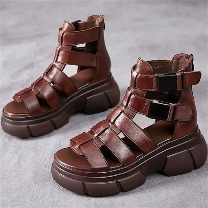 Sandales romaines d'été, nouvelles bottes à boucle de cheville, sandales à plateforme décontractées 