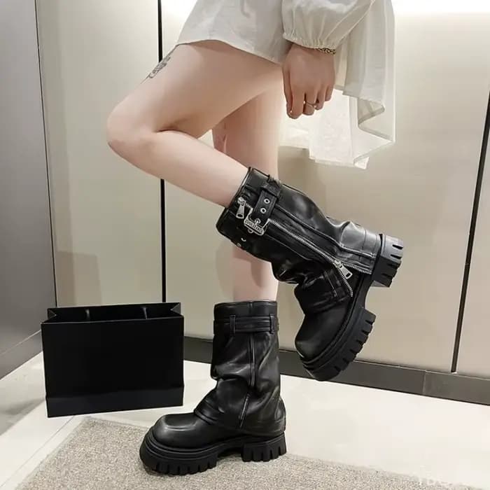 Bottes de Cowboy occidentales rétro marron pour femmes, bottes courtes de styliste, Slim, épais et e