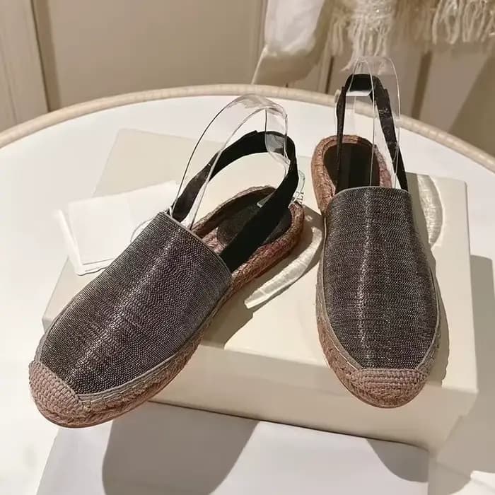 Chaussures de pêcheur femmes chaîne perle Baotou sandales plates corde de chanvre tissage semelle ép