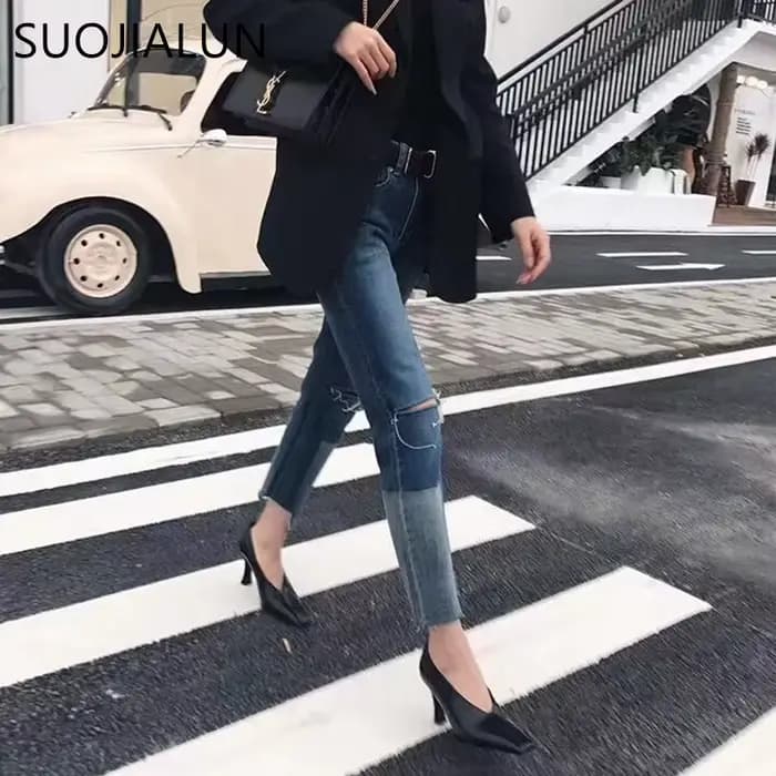 SUOJIALUN-Escarpins à talons hauts pour femmes, chaussures de bureau élégantes, pointues, de haute q