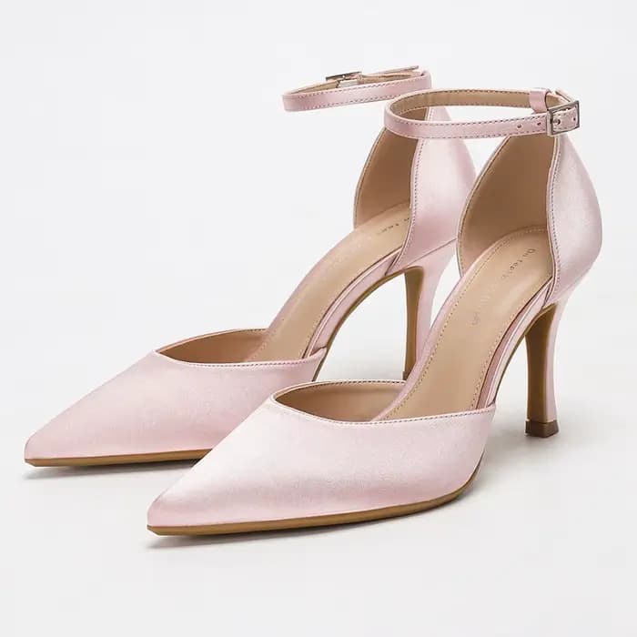 Escarpins à talons aiguilles pour femmes, bout pointu, talon haut, en satin, avec bride à la chevill
