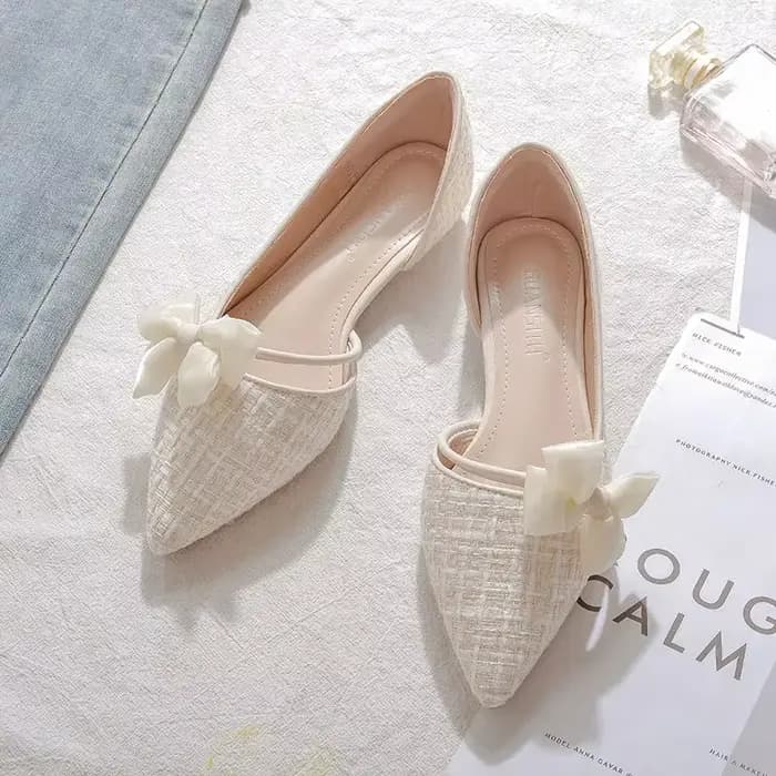 Chaussures pour dames de Style français avec nœud, chaussures plates élégantes à enfiler pour fête, 
