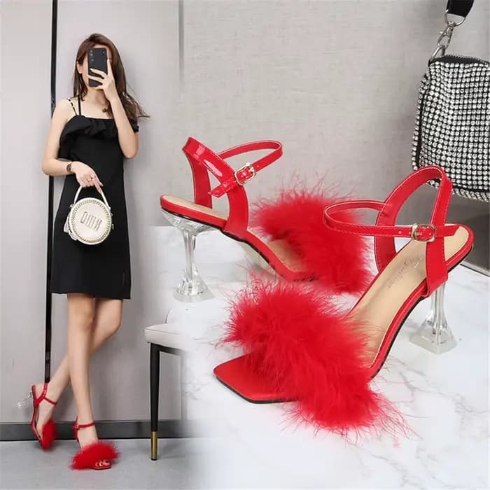 Sandales carrées à talons hauts pour femmes, chaussures de strip-teaseuse de mariage pour dames, fou