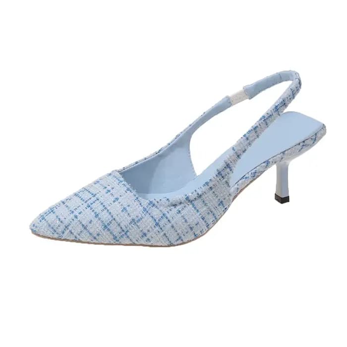 Escarpins Slingbacks de créateur à talons hauts pour femme, bleus à bout pointu, chaussures de soiré