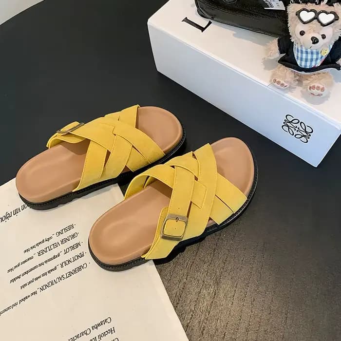 QUTAA 2025 Sexy femmes sandales chaussures plates talons été pantoufles Slingbacks bout ouvert en cu