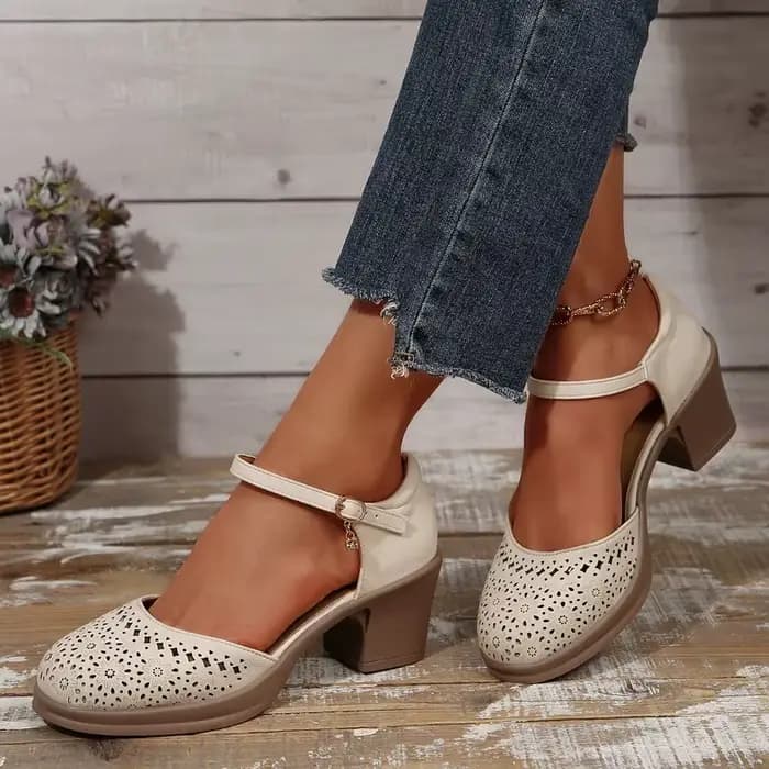 Sandales à talons hauts pour femmes, escarpins d'été ajourés, respirants, confortables, chaussures M