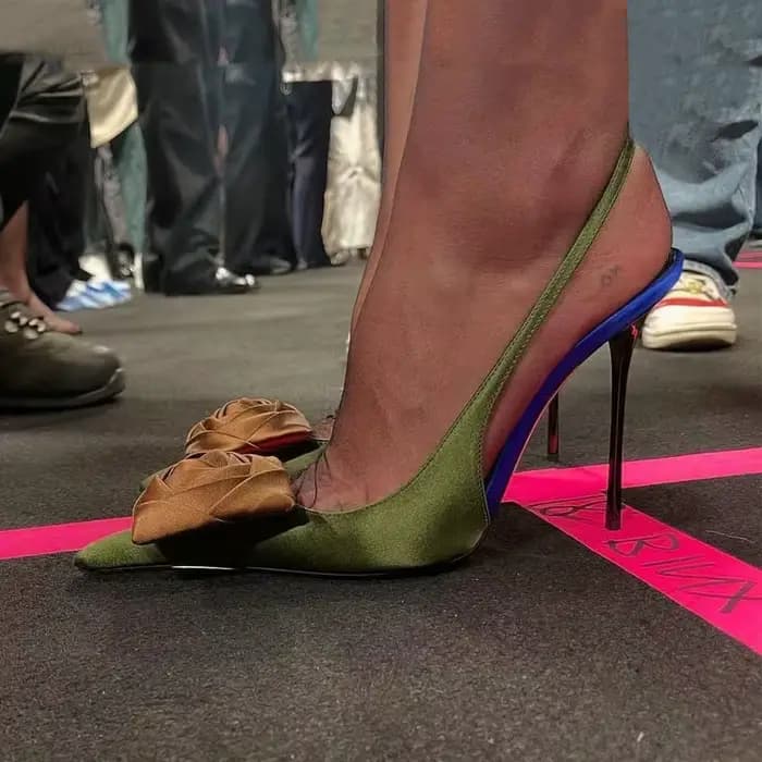 Arden Furtado été Satin fleur couleurs mélangées sandales chaussures de Banquet bout pointu Super ha