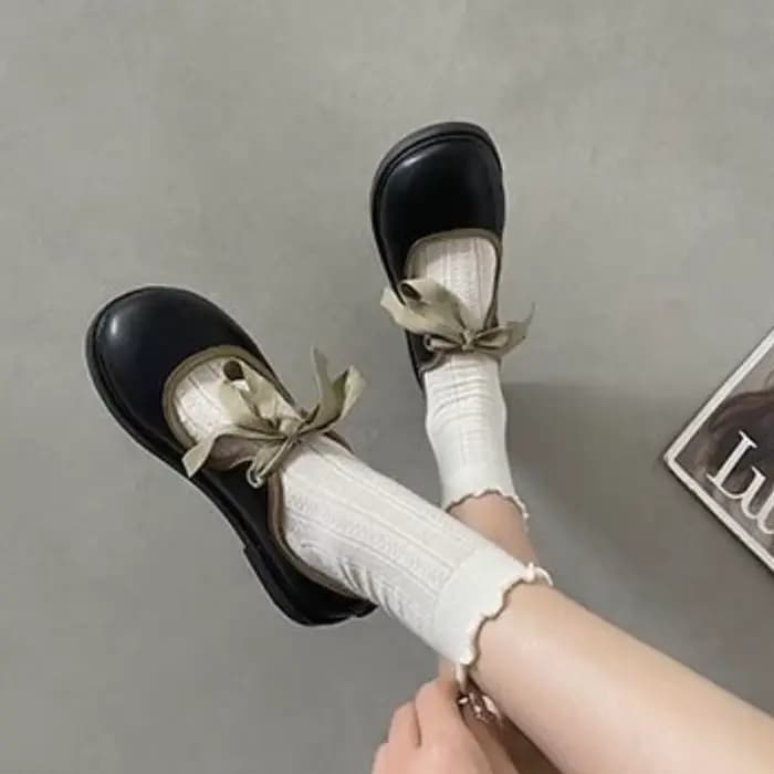 Chaussures Mary Jane à bout rond pour femmes, chaussures rétro à lacets avec nœud, plates, confortab