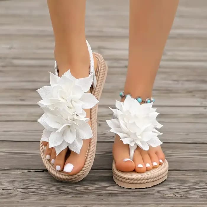 Nouvelles sandales femme à semelle souple et bride arrière, modèle 2026, avec décor floral, bout ron