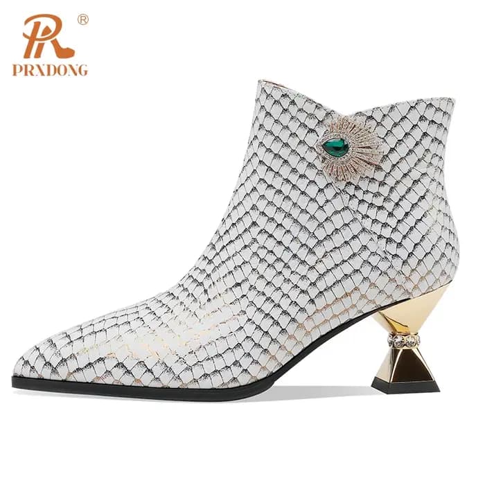 Bottes pointues en cuir véritable avec fermeture à glissière latérale pour femmes, bottes de rinçage