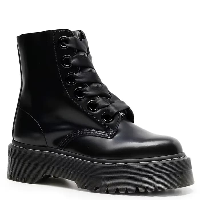 Bottes à plateforme en cuir véritable pour femmes, grande taille 35-45, bottines noires, chaussures 