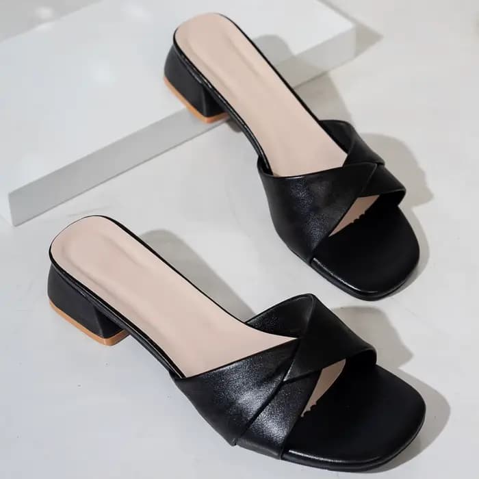 Sandales à talons épais pour femmes, sandales à enfiler tendance, talons hauts à bout carré pour les