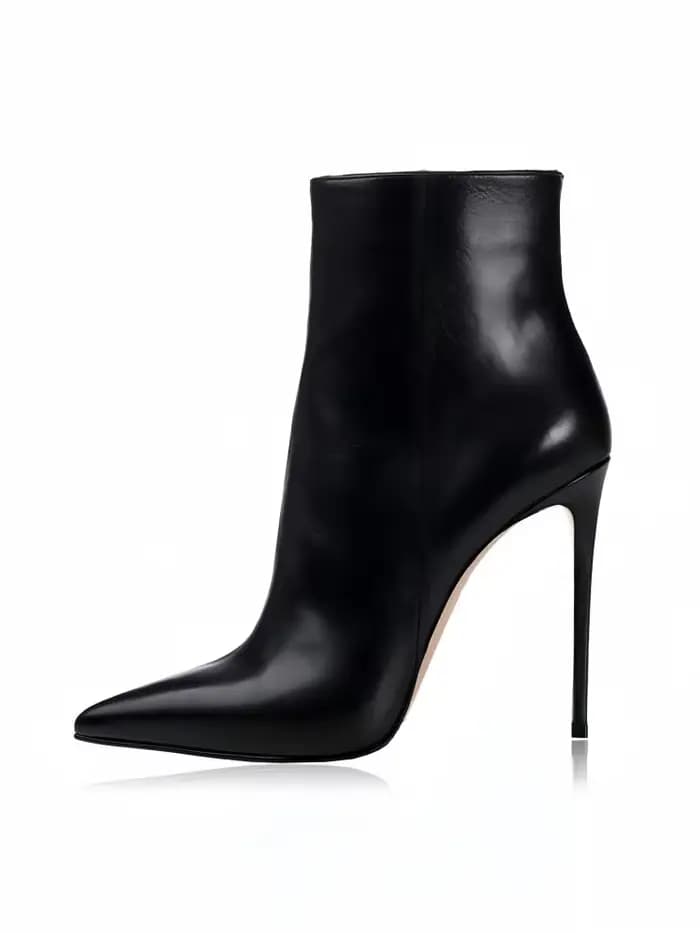 Bottes européennes et américaines à bout pointu et talons aiguilles en cuir PU, élégantes avec ferme