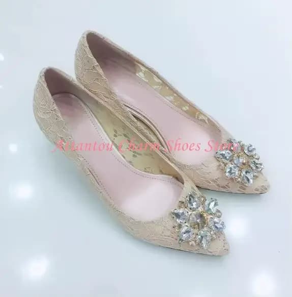 Escarpins sexy en dentelle et cristal pour femme, talons fins de 6/9 cm, chaussures de soirée, de ma
