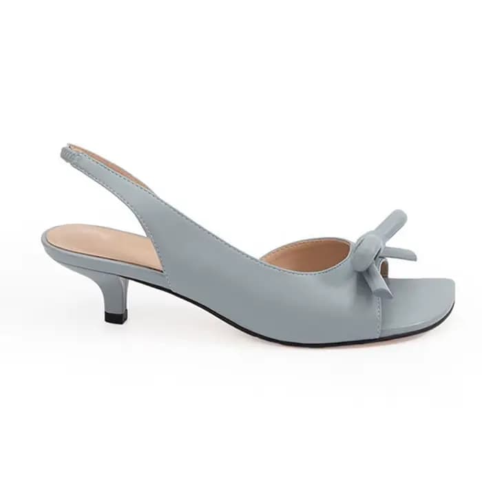 Sandales à talons hauts bleu clair à nœud, à enfiler, pour femme, été 2026, à bout ouvert, à bride a