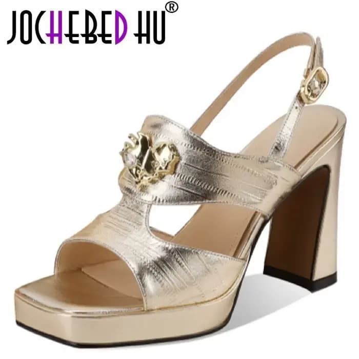 【JOCHEBED HU】 chaussures en cuir véritable faites à la main pour femmes nouvel été Sexy talons hauts