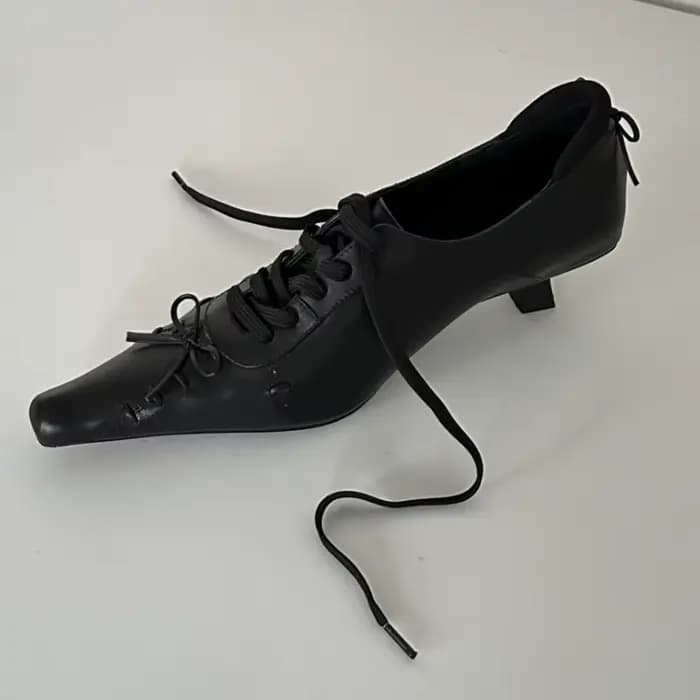 Chaussures de créateur à talons bas escarpins à bout pointu à lacets chaussures de bureau élégantes 