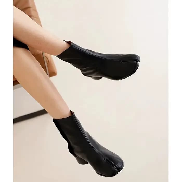 Bottines à bout fendu en cuir véritable pour femmes, bottes Tabi vintage faites à la main, chaussure