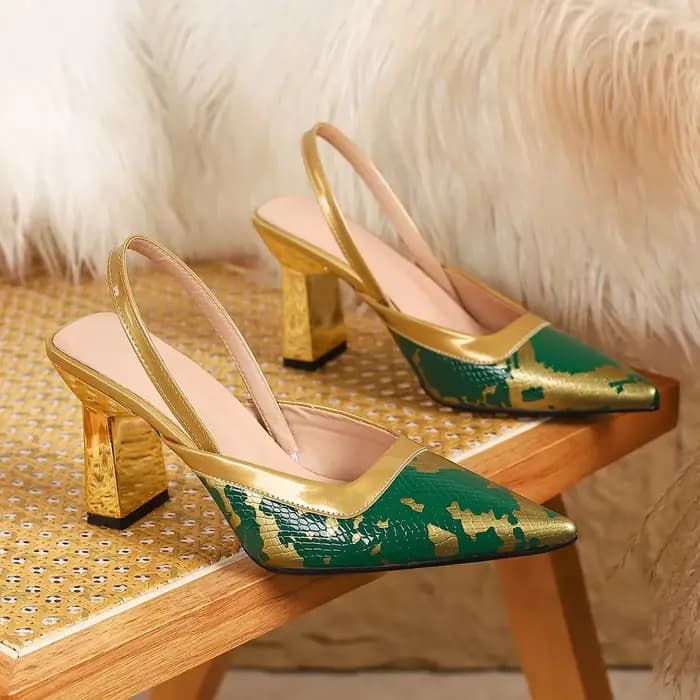 Zapatos de mujer femmes mode léger vert haute qualité sans lacet talon carré pompes dame rétro confo