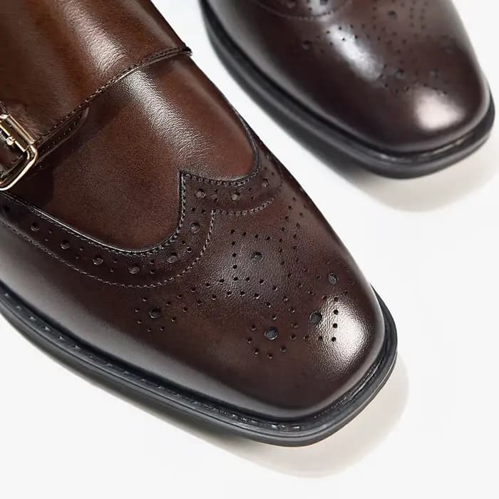 BeauToday-Chaussures moine en cuir de vache véritable pour femme, avec sangle, style Brogue, rondes,