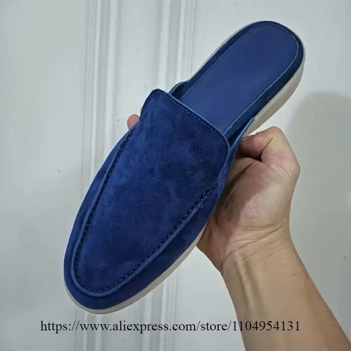 Chaussures mules d'été grande taille en cachemire et velours de peau de mouton, pantoufles plates cl