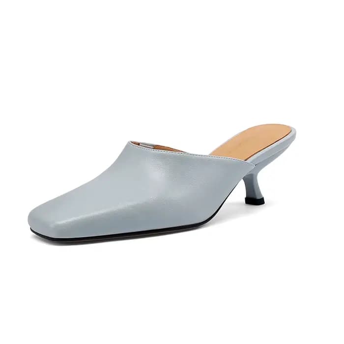 SmallHut Nouvelle Tendance Été Mules Femme en Cuir Fendu Motif Serpent Jaune Bleu Beige Noir Marron 