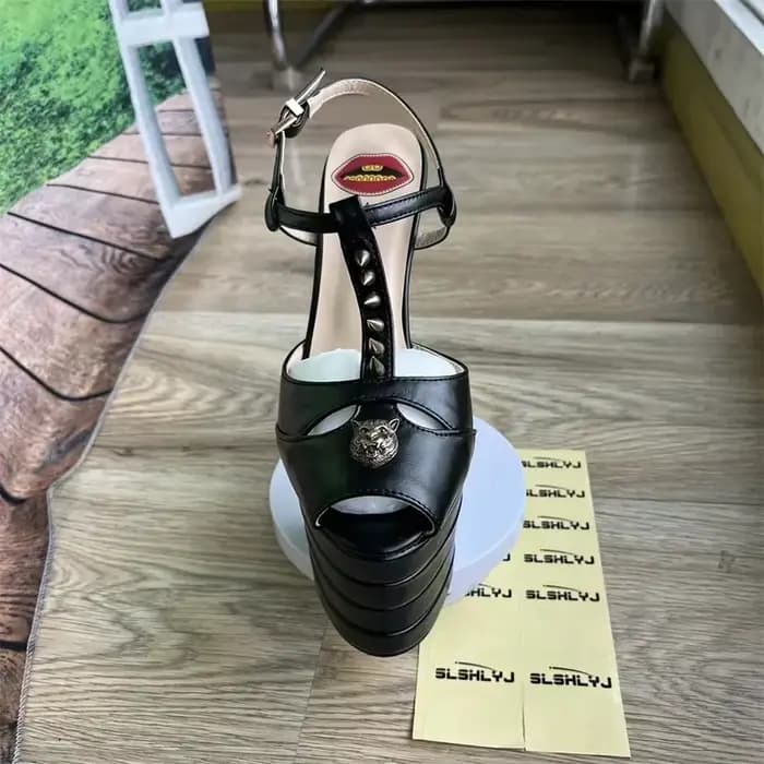 Sandales à Talons Hauts de 16cm pour Femme, Chaussures à Plateforme, Boule de Mariage, T-stage, Haut