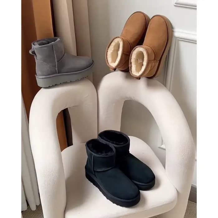 Bottes de neige classiques à semelles épaisses pour femme, bottes courtes chaudes en fourrure de mou