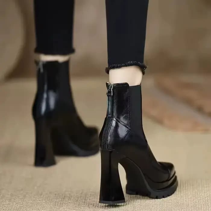 Chaussures pour femmes faites à la main, talons hauts imperméables à plateforme, grosses bottines te