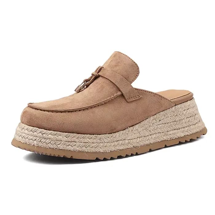 MKKHOU mode chaussures pour femmes nouveau haute qualité daim tête ronde pantoufles à semelles épais